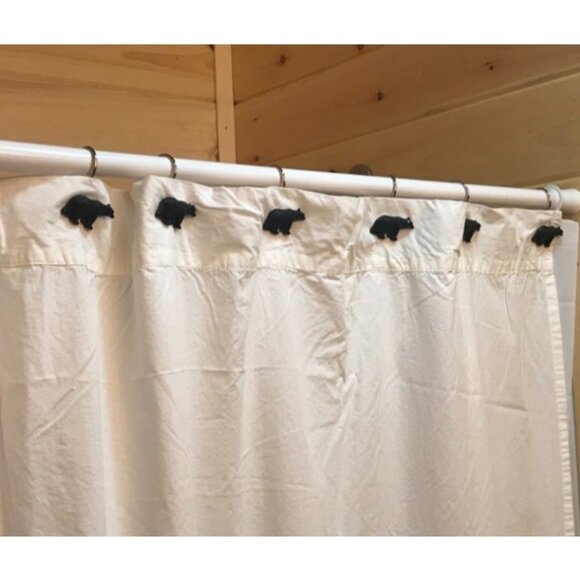 Black Bear Lodge Shower Curtain Hooks Set of 12 Black Bear - Picture 1 of 2